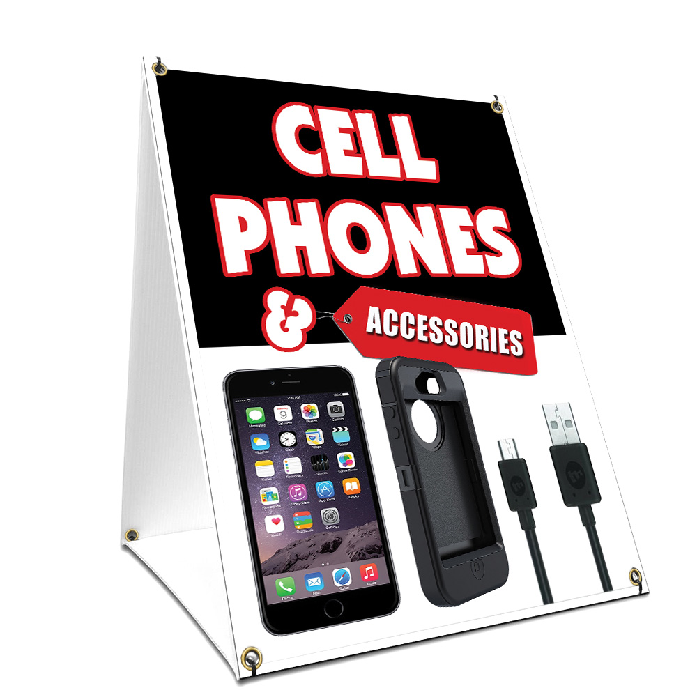 SignMission SBC-2436-Cell Phones & Accessories 24 x 36 in. A-Frame Sidewalk Cell Phones & Accessories Sign with Graphics On Each Side