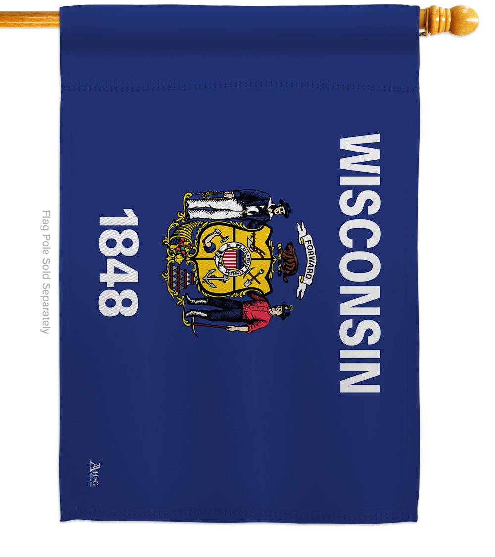 Americana Home & Garden H140550-BO 28 x 40 in. Wisconsin American State House Flag with Double-Sided Horizontal Decoration Banner Garden Yard Gift