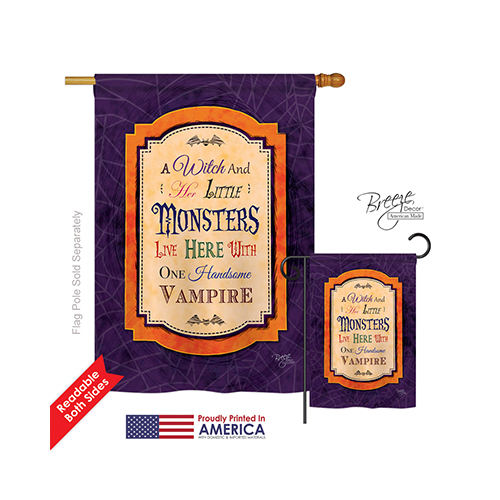 Breeze Decor 12019 Halloween Wicked & Handsome 2-Sided Vertical Impression House Flag - 28 x 40 in.