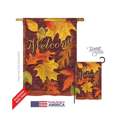 Breeze Decor 13047 Harvest & Autumn Fall Leaves 2-Sided Vertical Impression House Flag - 28 x 40 in.