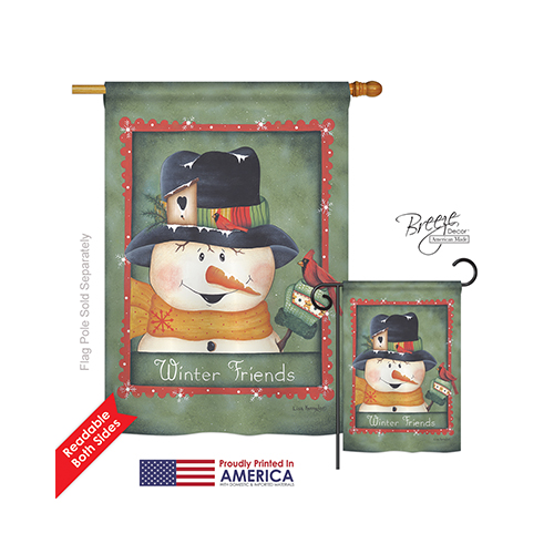 Breeze Decor 14092 Winter Winter Friends 2-Sided Vertical Impression House Flag - 28 x 40 in.