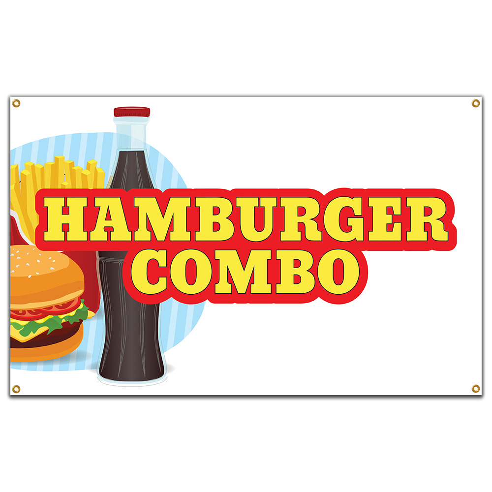 SignMission B-60 Hamburger Combo 36 x 60 in. Banner Sign - Hamburger Combo