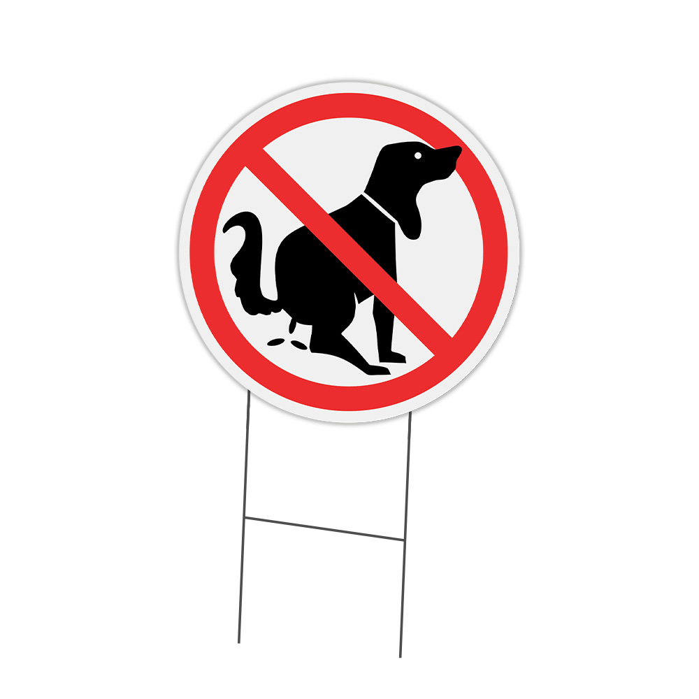 SignMission C-24-CIR-WS-No dog poo Corrugated Plastic Sign with Stakes 24 in. Circular - No Dog Poo