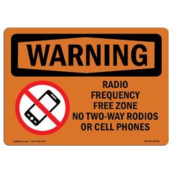 SignMission OS-WS-A-710-L-12783 7 x 10 in. OSHA Warning Sign - Radio Frequency Free Zone with Symbol