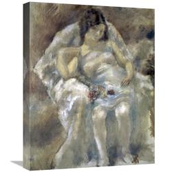 JensenDistributionServices 22 in. Young Girl Seated with Flowers Art Print - Jules Pascin