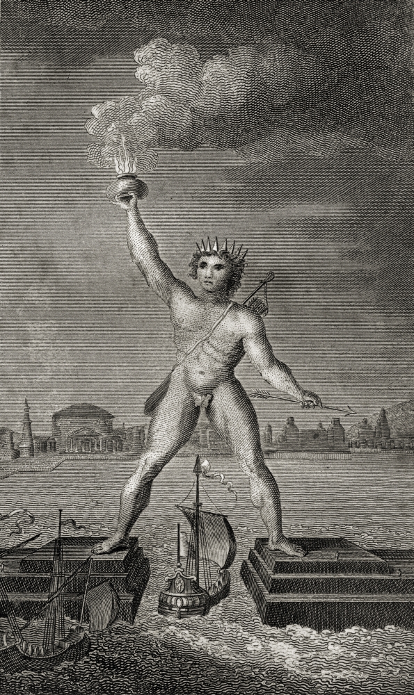 Posterazzi DPI1859005LARGE The Colossus of Rhodes. Engraved by Angus From The Book The Gallery of Nature Poster Print, Large - 22 x 38