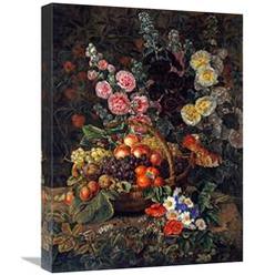 JensenDistributionServices 22 in. A Still Life of Flowers & a Basket of Fruit Art Print - Johan Laurents Jensen