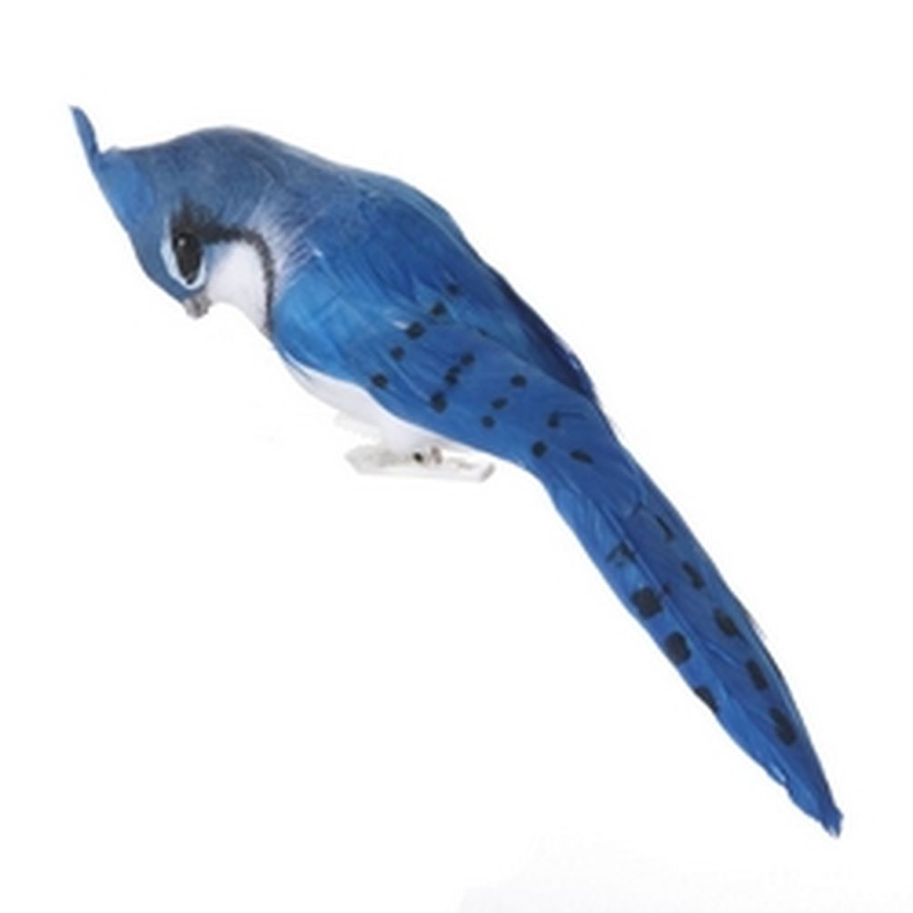 Mr Mjs Cm Om076bl 6 In Feathered Blue Jay On Clip Ornament
