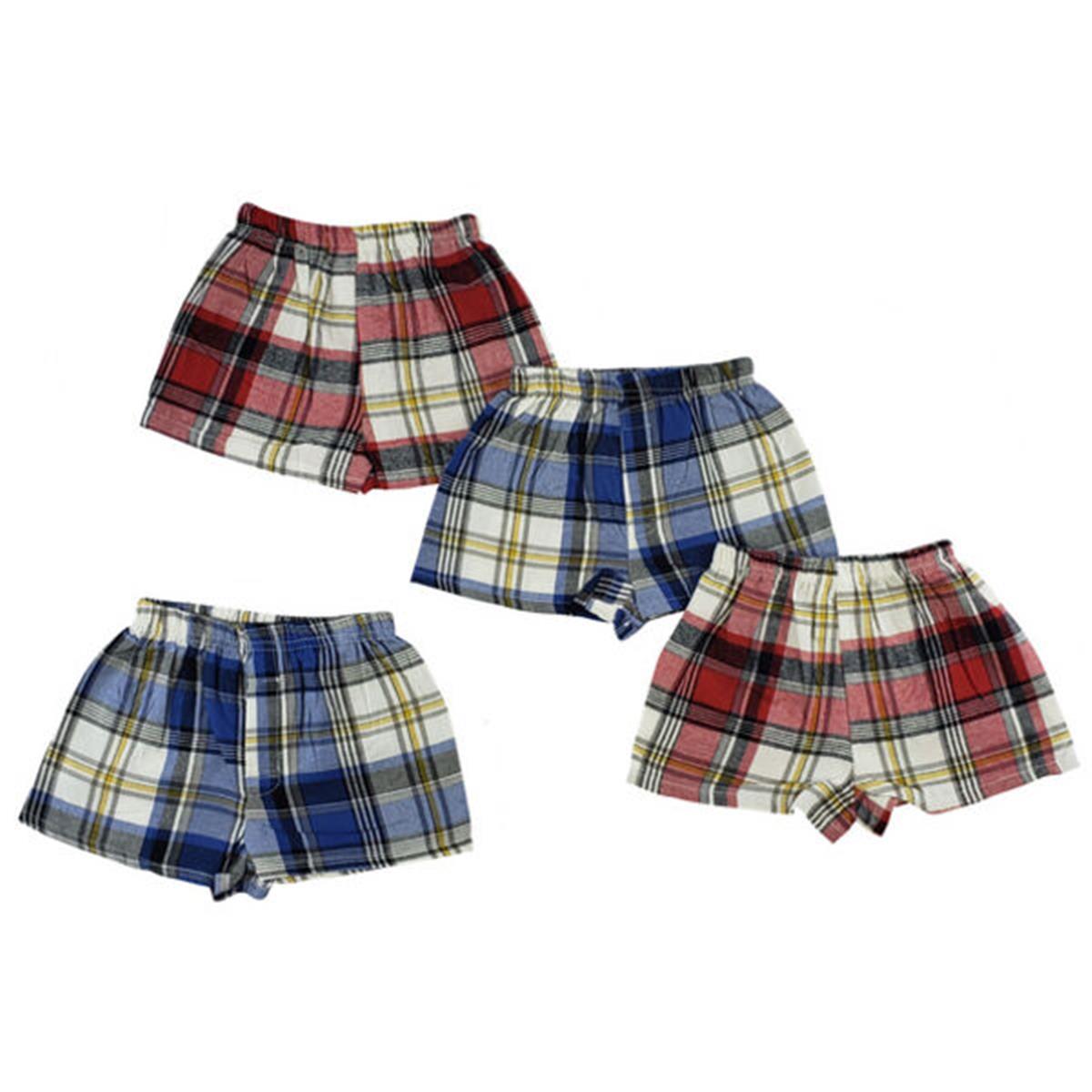 Bambini 227-227-S Infant Boxer Shorts Set&#44; Blue & Red - Small - Pack of 4