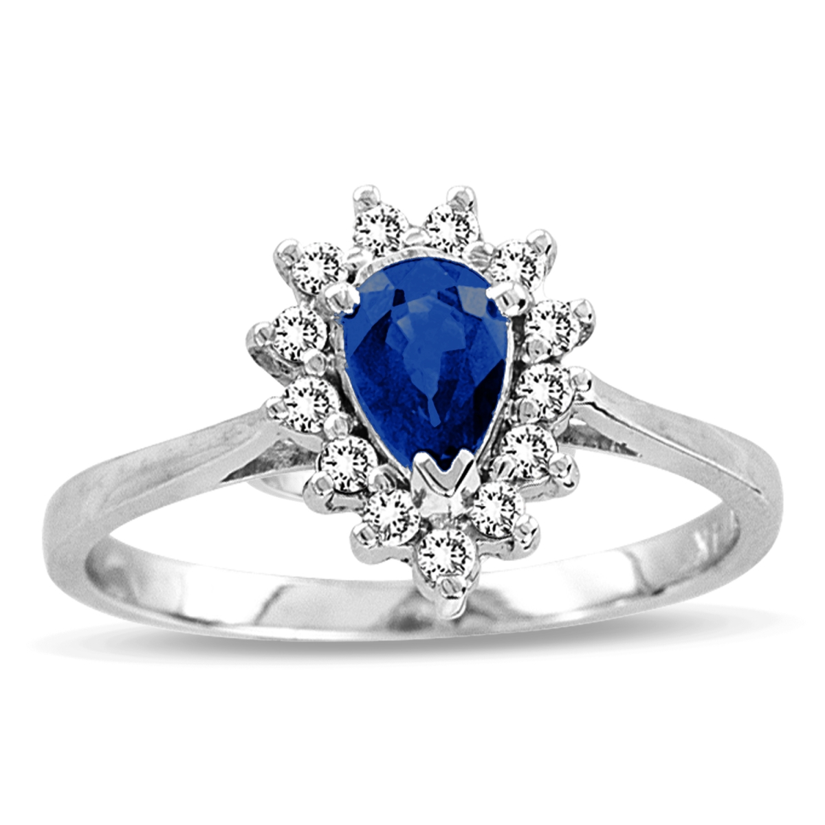 Louis Creations RL1292SD-5 0.69 CTTW Pear Shaped Sapphire & Diamond Ring&#44; 14K Gold - Size 5