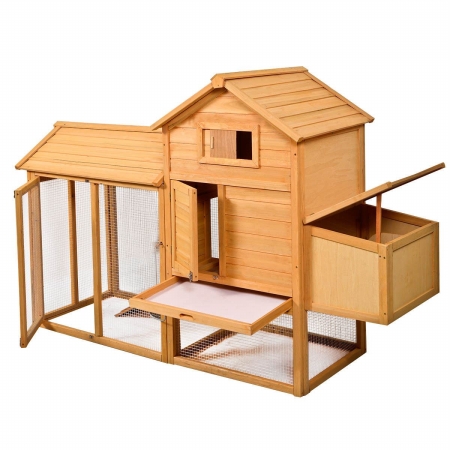 OnlineGymShop CB16187 80 x 27.6 x 52.4 in. Chicken Coop Deluxe Wooden Hen House Poultry Cage Hutch