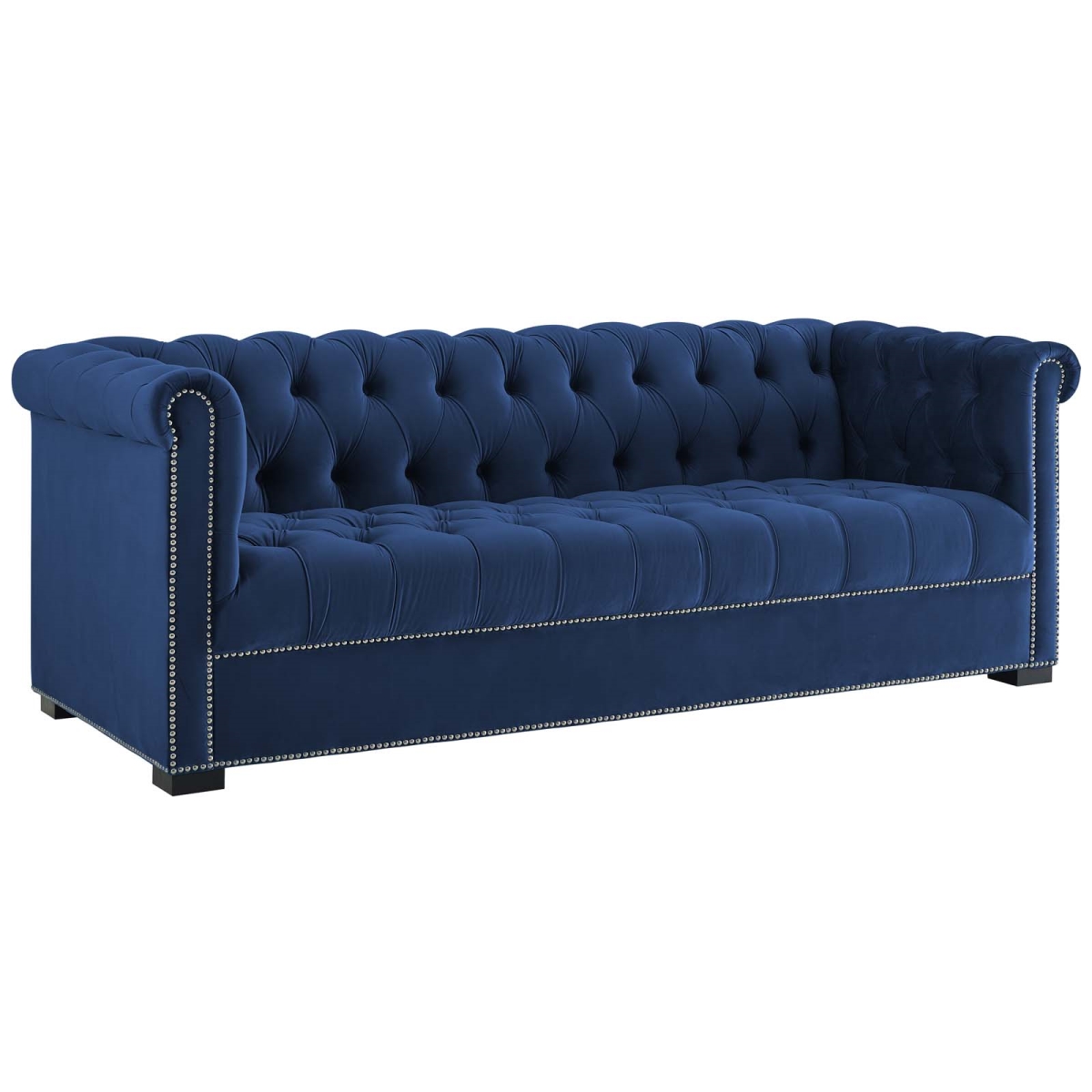 Modway Furniture EEI-3064-MID Heritage Upholstered Velvet Sofa - Midnight Blue, 30.5 x 86 x 35 in.