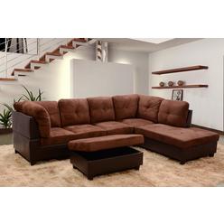 Lifestyle Furniture LF107B Siano Right Hand Facing Sectional Sofa- Brown - 35 x 103.5 x 74.5 in.