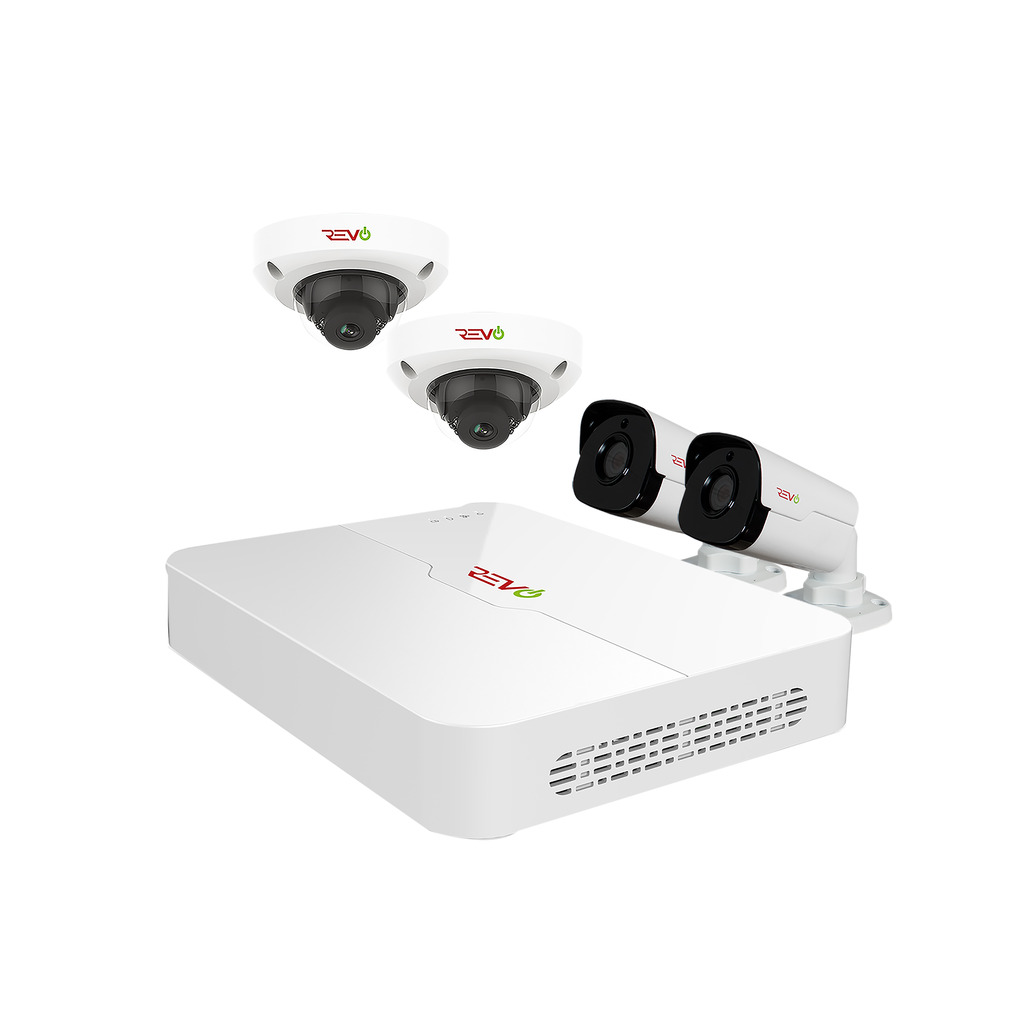 Revo America RU42D2GB2GA-1T Ultra HD Audio Capable 4 Channel Surveillance System with 4 4MegaPixel Cameras