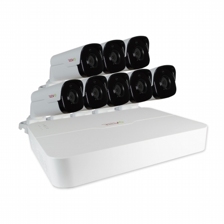 Revo America RU81B8G-2T Ultra HD 8 in 2TB NVR Surveillance System with 8 x 4 Megapixel Bullet Cameras- White
