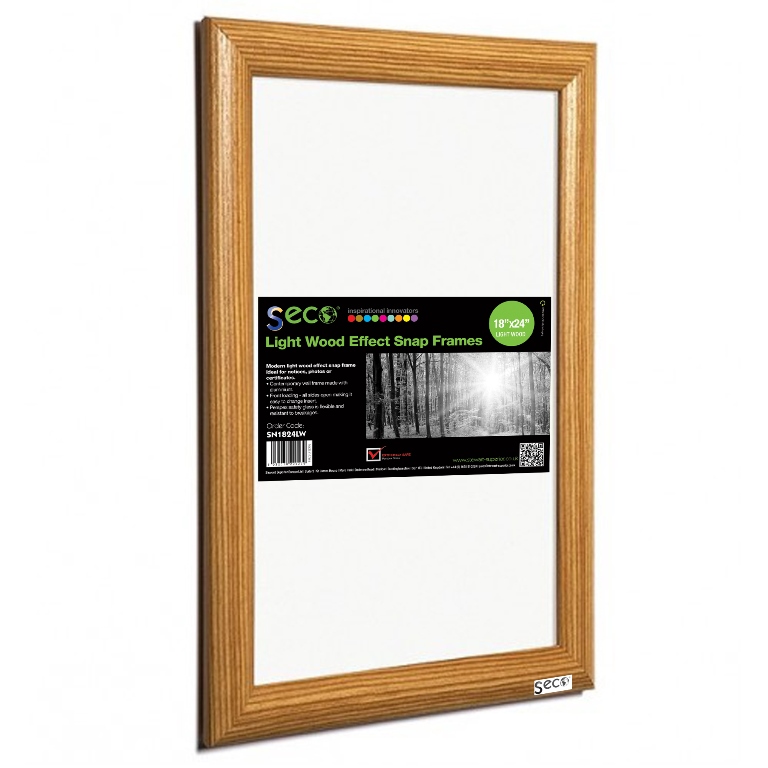 Seco 18 x 24 in. Front Load Easy Open Snap Poster-Picture Light Wood Effect Frame
