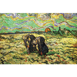 Buyenlarge Buy Enlarge 0-587-25667-2P12x18 Two Peasant Women Digging in Field with Snow- Paper Size P12x18