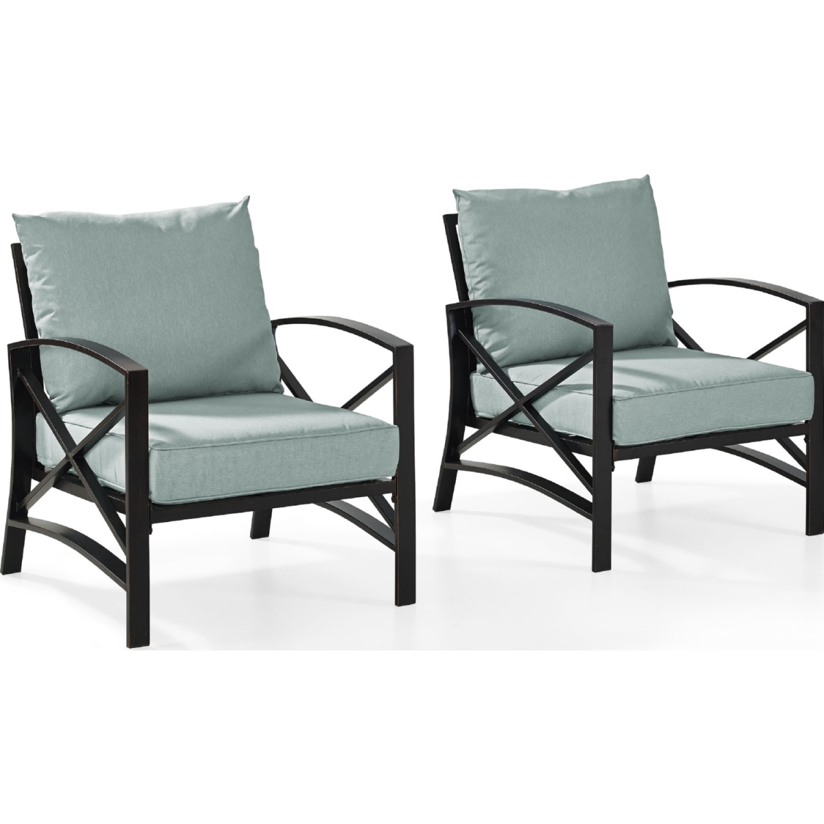 TEMPLETON 2 Piece Kaplan Outdoor Seating Set with Mist Cushion - Two Kaplan Outdoor Chairs