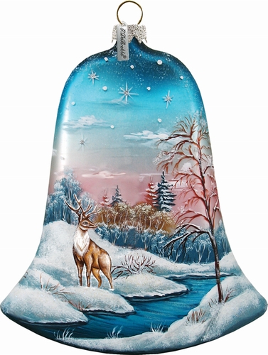 G.Debrekht 73183 General Holiday Winter Deer Bell 4 in. - Glass Ornament