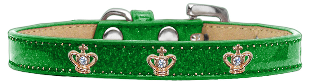 Mirage Pet Products 633-5 EG12 Gold Crown Widget Dog Collar, Emerald Green Ice Cream - Size 12