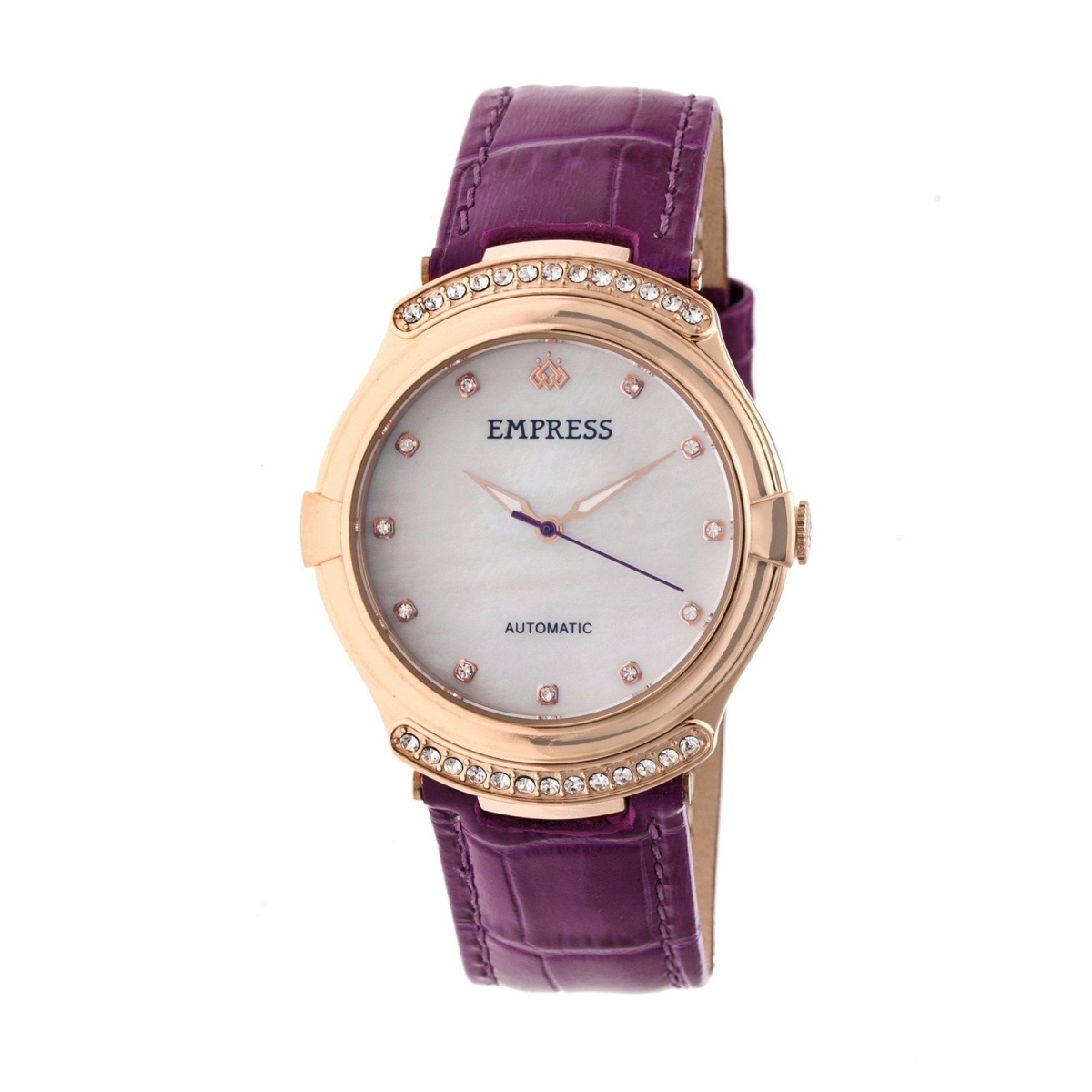 EMPRESS EMPEM2206 Francesca Womens Automatic Mother of Pearl Leather Band Watch - Fuschia