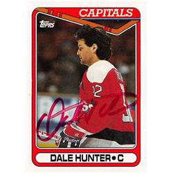 Autograph Warehouse 620000 Dale Hunter Autographed Hockey Card - Washington Capitals 1990 Topps - No.129
