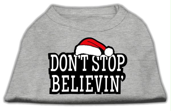 Mirage Pet Products 51-25-03 MDGY Dont Stop Believin Screenprint Shirts Grey M - 12