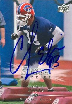 Autograph Warehouse Chris Ellis autographed Football Card (Buffalo Bills) 2008 Upper Deck No.218 Rookie