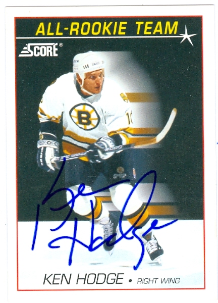 Autograph Warehouse 55303 Ken Hodge Autographed Hockey Card Boston Bruins 1991 Score No .353