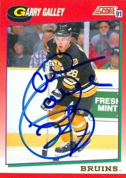 Autograph Warehouse 55460 Garry Galley Autographed Hockey Card Boston Bruins 1991 Score No .71