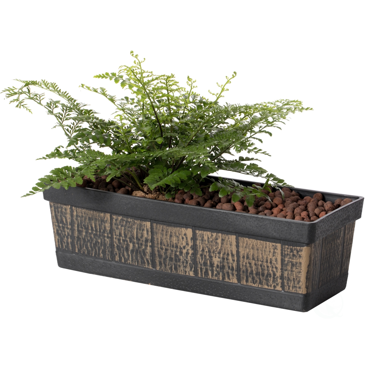 Gardenised QI004121.S Outdoor & Indoor Rectangle Trough Plastic Planter Box with Vegetables & Flower Planting Pot&#44; Brown - Small