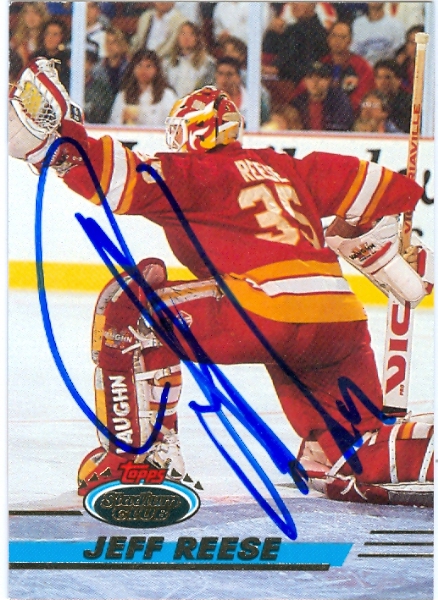 Autograph Warehouse 55921 Jeff Reese Autographed Hockey Card Calgary Flames 1993 Tsc No .22