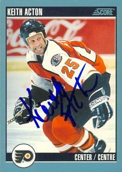 Autograph Warehouse 56089 Keith Acton Autographed Hockey Card Philadelphia Flyers 1992 Score No .341