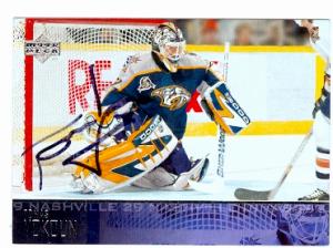 Autograph Warehouse 62026 Tomas Vokoun Autographed Hockey Card Nashville Predators 2003 Upper Deck No. 110