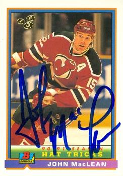 Autograph Warehouse 62513 John Maclean Autographed Hockey Card New Jersey Devils 1991 Bowman No. 272