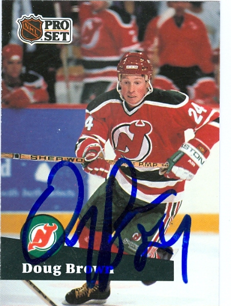 Autograph Warehouse 62605 Doug Brown Autographed Hockey Card New Jersey Devils 1991 Pro Set No. 138