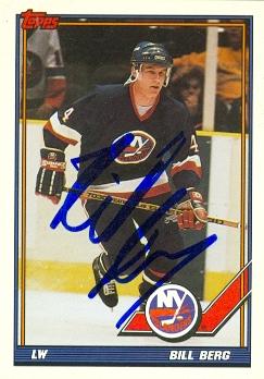 Autograph Warehouse 62762 Bill Berg Autographed Hockey Card New York Islanders 1991 Topps No. 122