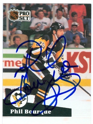 Autograph Warehouse 63331 Phil Bourque Autographed Hockey Card Pittsburgh Penguins 1991 Pro Set No. 189