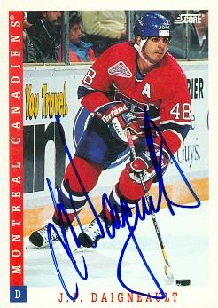 Autograph Warehouse 63584 Jean-Jacques Daigneault Autographed Hockey Card Montreal Canadiens 1993 Score No. 299