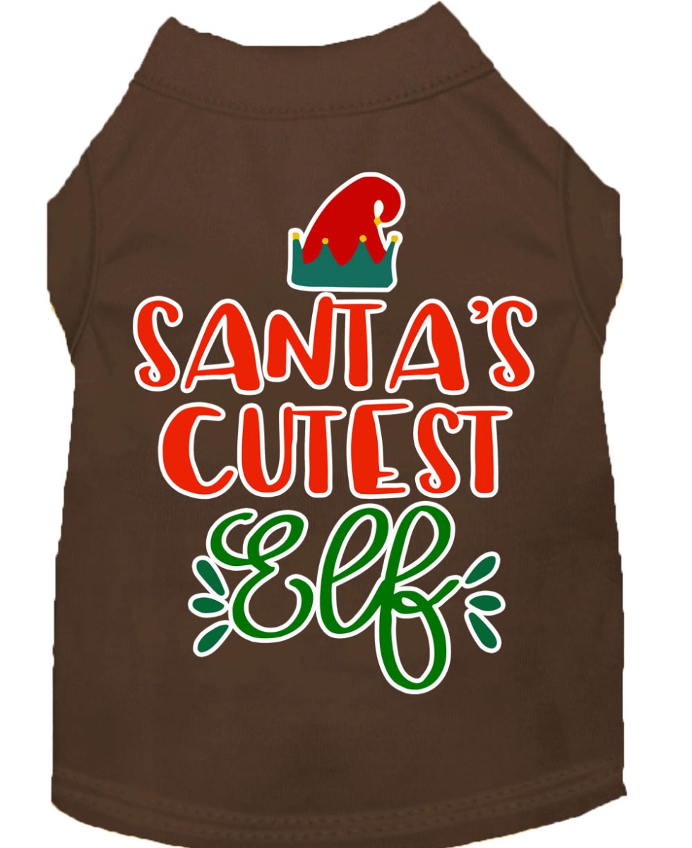 Mirage Pet Products 51-408 BRLG Santas Cutest Elf Screen Print Dog Shirt, Brown - Large