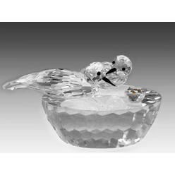 Asfour Crystal 611-65 4.33 L x 2.75 H in. Crystal Sparrows Eating Birds Figurines
