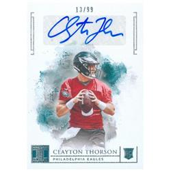 Autograph Warehouse 624279 Clayton Thorson Autographed Football Card - Philadelphia Eagles 2019 Panini Impeccable Rookie - No.141 LE 13-99