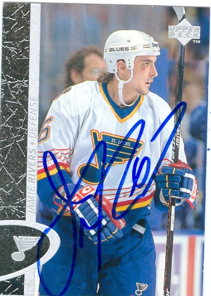 Autograph Warehouse 23567 Jamie Rivers Autographed Hockey Card St. Louis Blues 1996 Upper Deck No. 145