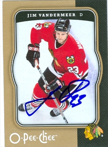 Autograph Warehouse 30554 Jim Vandermeer Autographed Hockey Card Chicago Blackhawks 2007-2008 O-Pee-Chee