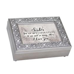 Dicksons FM116GB Sister You are an Inspiration - Music Keepsake Box&#44; Silver Metal Chest
