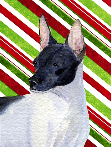 Caroline's Treasures SS4549GF 11 x 15 In. Rat Terrier Candy Cane Holiday Christmas Flag- Garden Size