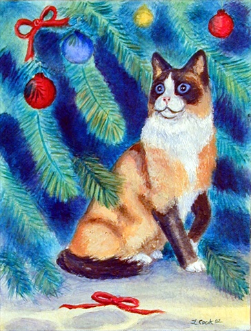 Caroline's Treasures 7155CHF 28 x 40 in. Christmas Tree Cat Flag Canvas House Size