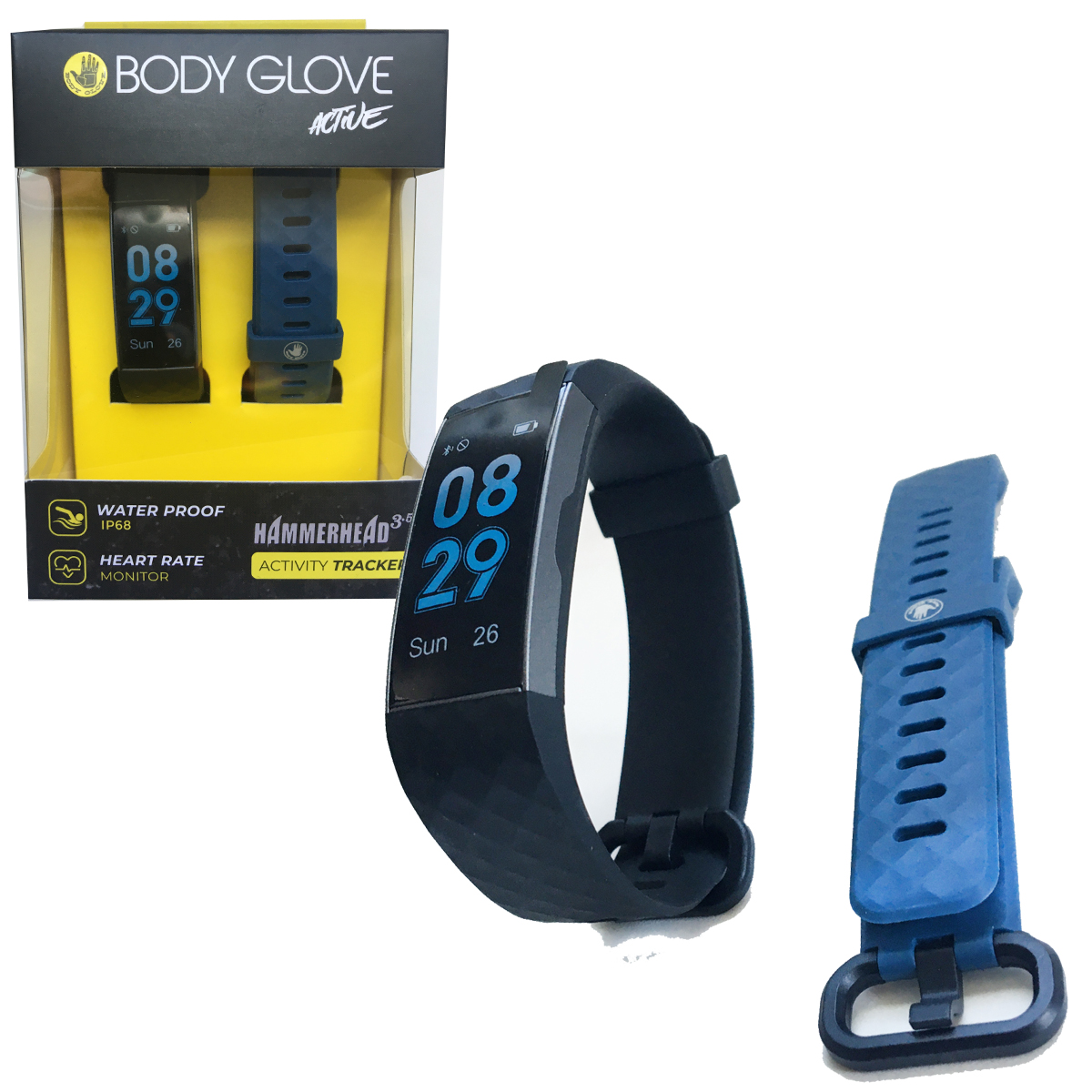 Body Glove Surge Body Glove BGTR035BK-BL-SET Body Glove Activty & Fitness Tracker & Heart Rate Monitor with Alternative Colored Extra Strap&#44;