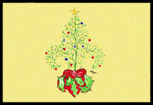 Caroline's Treasures 8501MAT 18 x 27 In. Christmas Tree Fleur de lis Indoor or Outdoor Mat