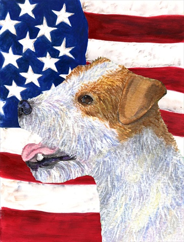 Caroline's Treasures SS4031GF 11 x 15 in. USA American Flag with Jack Russell Terrier Garden Size Flag